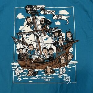 Vintage 1993 Star Trek SeaTrek Cruise T-Shirt XL Hanes 50/50 Made USA Convention